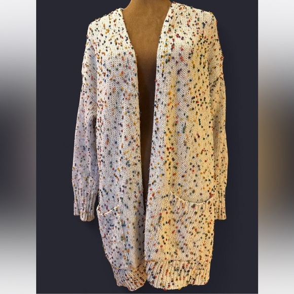 Discount Divas Sweaters - Rainbow Multi Colored Speckled Open-Front Cardigan Sweater